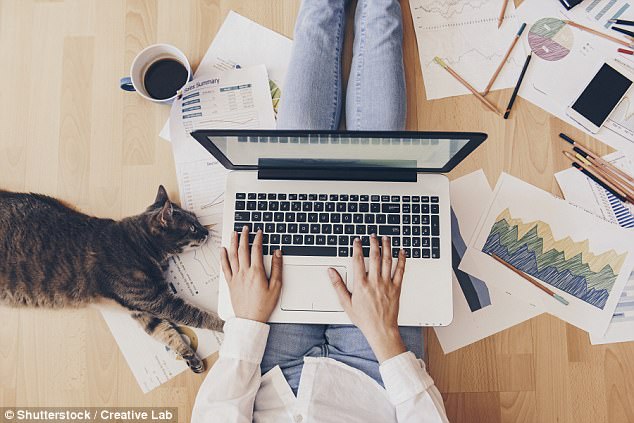 Those who work from home put in more hours than if they were in the office and are more likely to go above and beyond what is required (stock image)