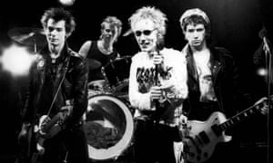 Sid Vicious, left, and the Sex Pistols in 1977 on the set of the Pretty Vacant video shoot