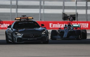 The safety car leads Hamilton.