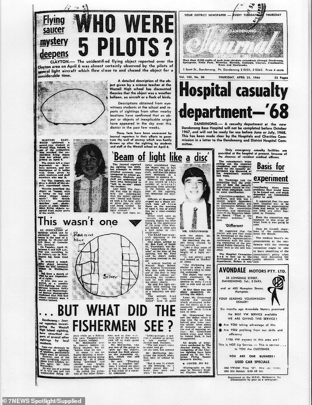 A newspaper clipping outlining what several witnesses at the school saw on that fateful day in 1966