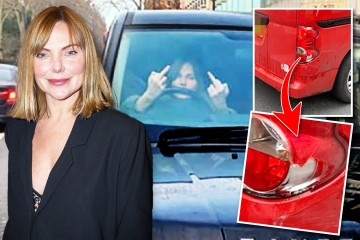 Moment EastEnders' Sam Womack gives driver the finger after clipping van