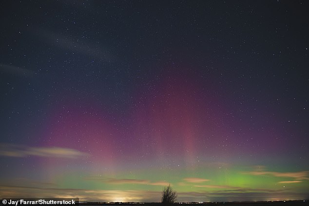 Extremely rare occasion where the Northern Lights are visible above Great Yarmouth Northern Lights over Great Yarmouth, Norfolk, UK - 27 Feb 2023