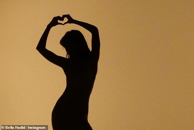 Silhouette: Also shared in the upload was an artful silhouette of Bella joining her hands to form a heart shape