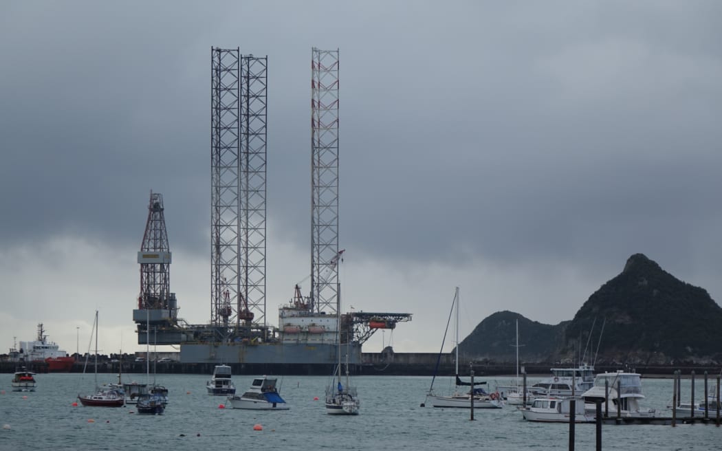 The Ensco 107 jack-up rig has been moored at Port Taranaki for several months.
