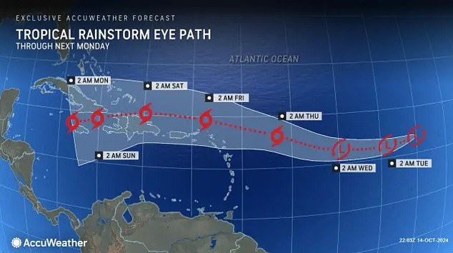 If the tropical depression in the Atlantic makes landfall it would occur in the next nine days