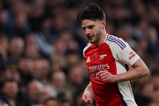 Declan Rice of Arsenalduring the Premier League match between Chelsea FC and Arsenal FC at Stamford Bridge