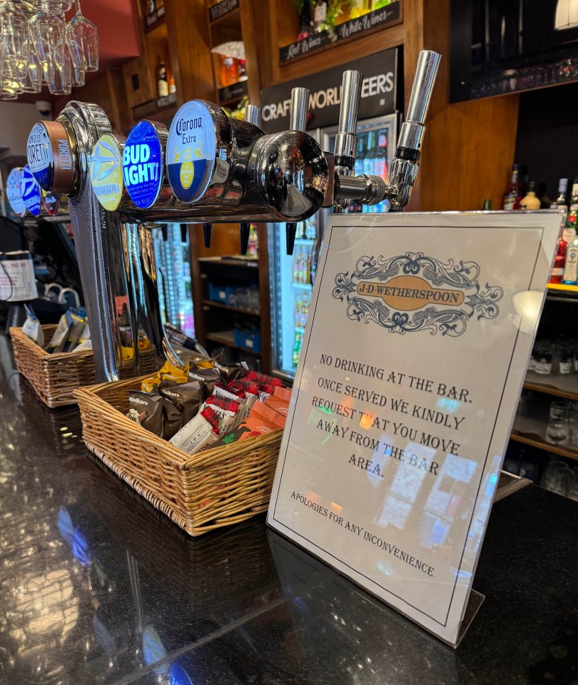 Pictures show the notice on the bar at the pub