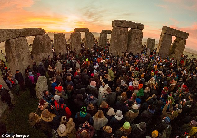 The new research comes a day before the winter solstice - the shortest day of the year where thousands of people flock to Stonehenge (pictured in 2021)