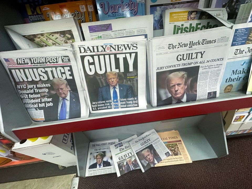 Newspapers following Trump's conviction