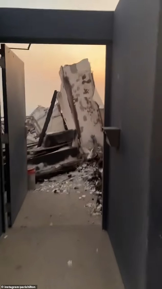 Hilton shared a heartbreaking video to her Instagram page on Thursday as she took in what was left of the property and got candid about being left in 'complete shock'