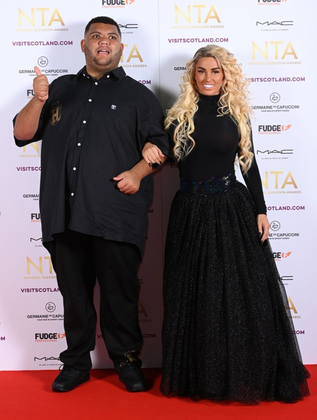 Mandatory Credit: Photo by David Fisher/REX/Shutterstock for NTA (13446033fk) Harvey Price and Katie Price 27th National Television Awards, Arrivals, OVO Arena Wembley, London, UK - 13 Oct 2022