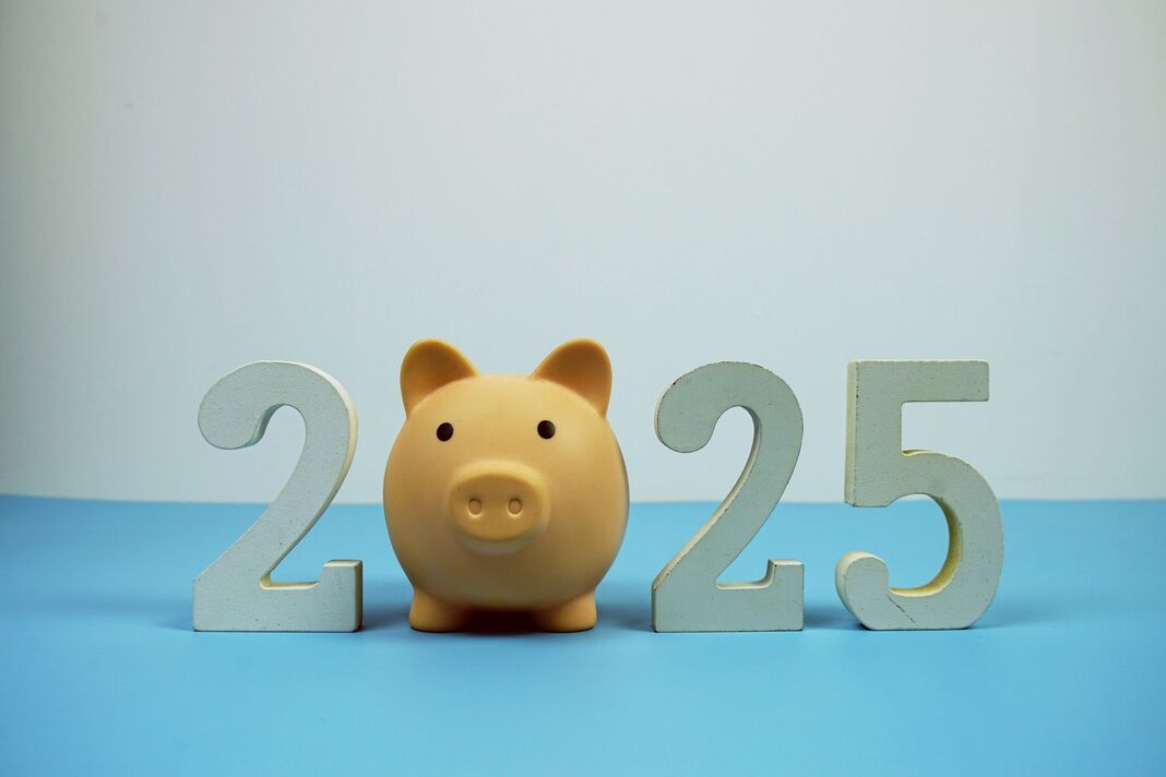 New Year 2025 saving money and start investment concept with piggy bank