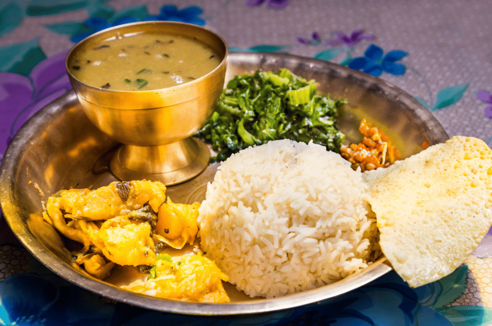 Dal bhat, traditional Nepalese curry 