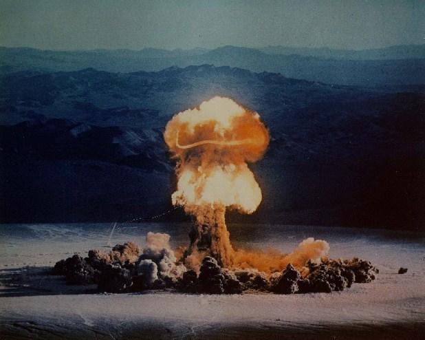 A mushroom cloud rises from the ‘Priscilla' nuclear test conducted in Nevada, US, in 1957