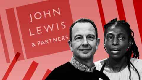 Montage of Jason Tarry and Dame Sharon White with John Lewis logo in background