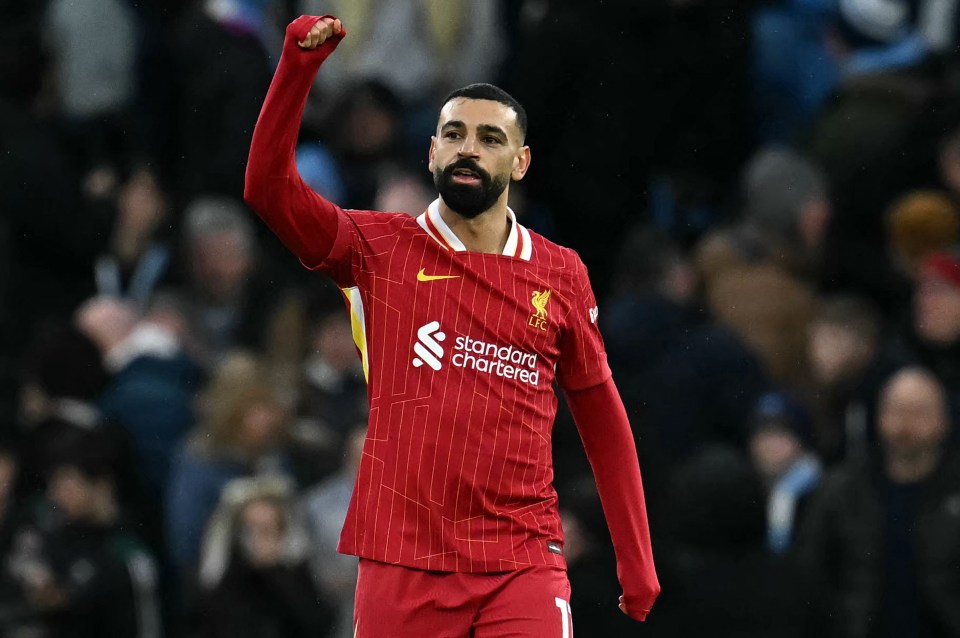 Mohamed Salah celebrating a goal.