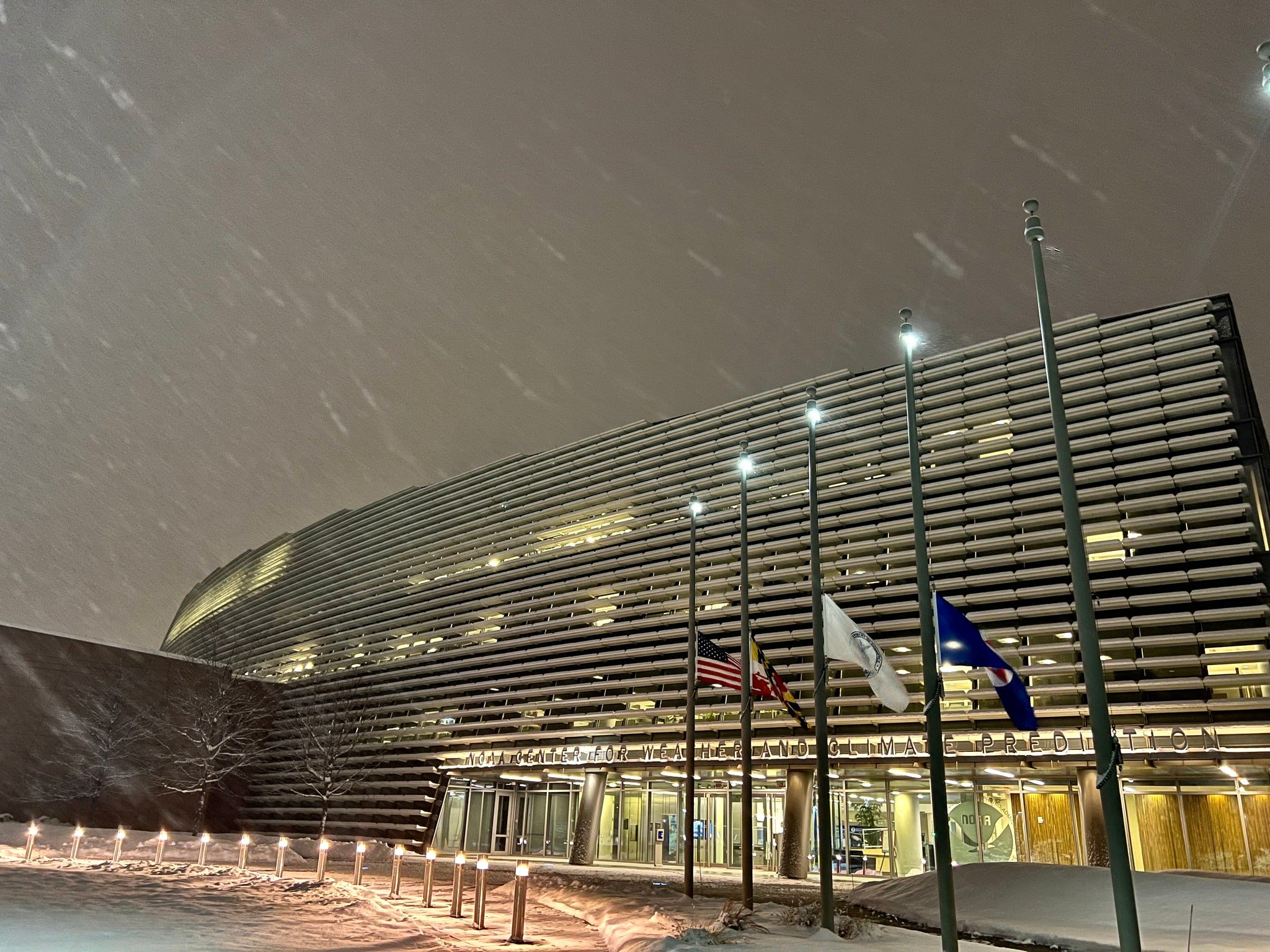 The Maryland Park NOAA NWS Weather Prediction Center produces producing information for the National Weather Service and the military. It also monitors models