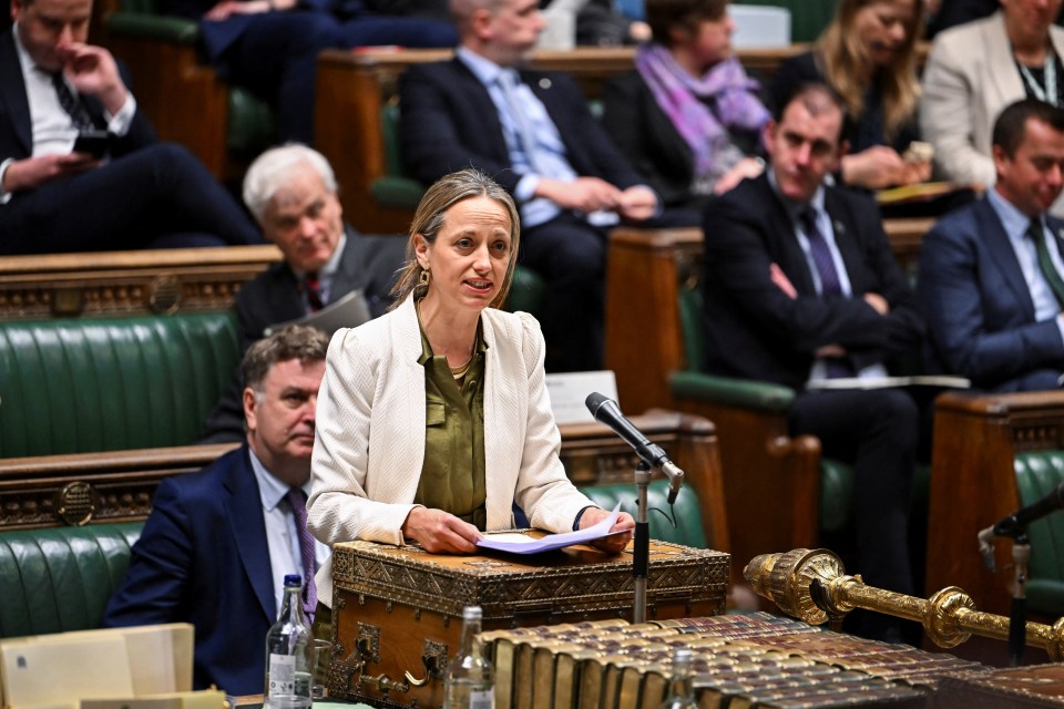 Helen Whately, Britain's Shadow Secretary of State for Work and Pensions, speaking at the House of Commons.