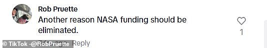 A conspiracy theorist wildly claimed that this was 'another reason NASA funding should be eliminated'
