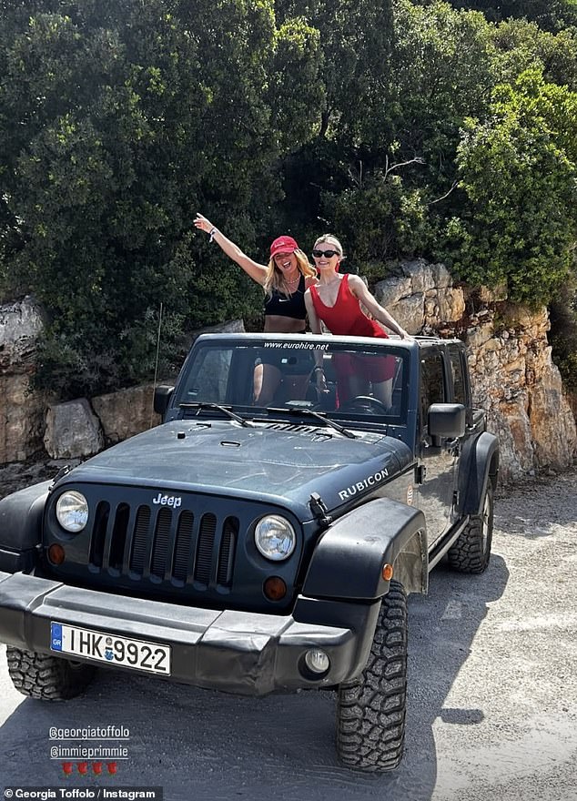 Toff could also been seen as she treated the group to an evening out for drinks and a ride around the island in a Jeep