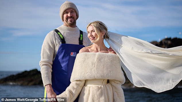 The BrewDog co-founder, 42, and Georgia began dating in 2023, before tying the knot in a low key ceremony in March this year (pictured together on wedding day)