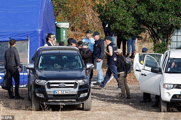 Portuguese authorities at a base camp in Silves, Portugal during the May 2023 search