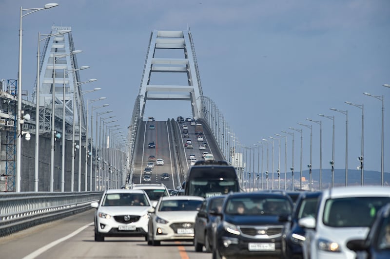 The Crimea bridge regularly comes under attack from Ukraine. Photograph: EPA