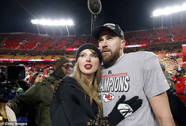 Travis, 35, looked happy to be joined by his ladylove, also 35, at the family event which took place in a barnhouse reportedly in Nashville; they are seen together in January