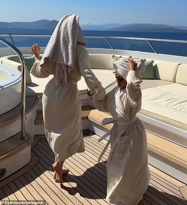 Kylie was also joined by her children - including daughter Stormi, seven - and the pair filmed an adorable reel together