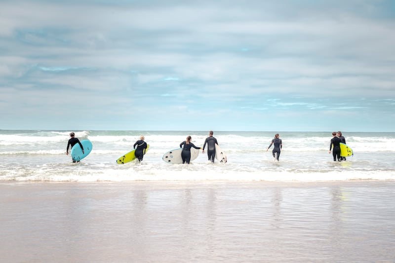Heading into the waves for the first time