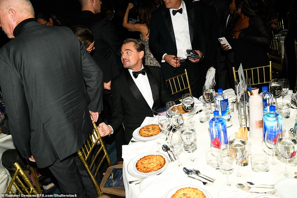 Heartthrob: DiCaprio shook hands with a colleague