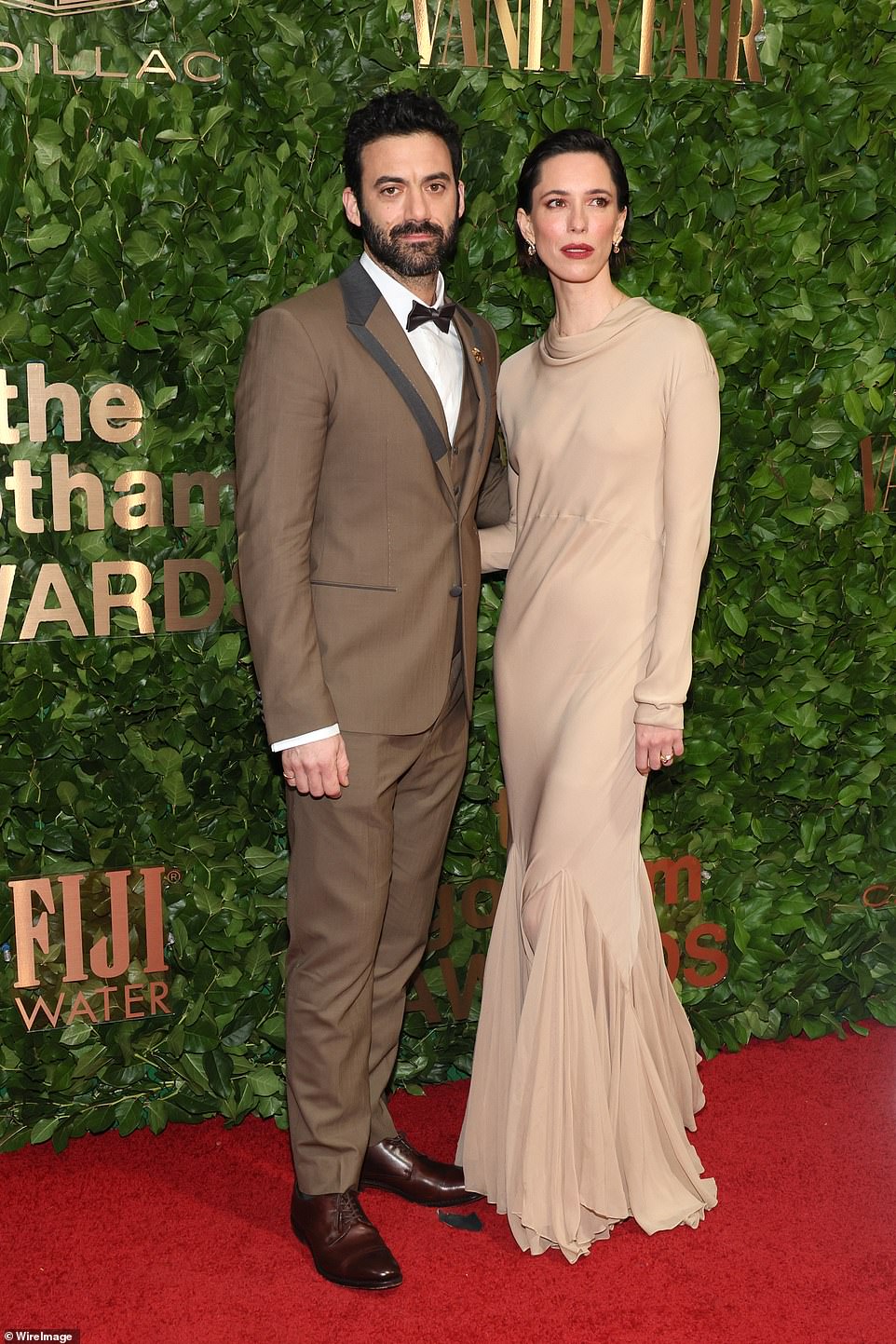Attractive couple: Her husband, Morgan Spector, who she met while co-starring in a Broadway production in 2014, wore a brown suit