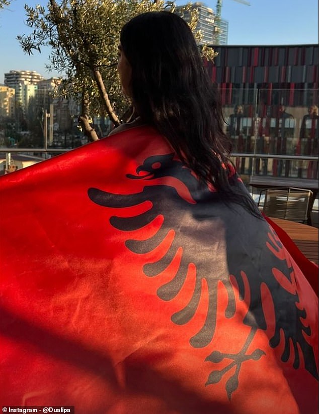 On Tuesday, Dua took to Instagram to celebrate Albania's independence from Ottoman rule and posted a photo of herself wrapped in the country's flag to her Story