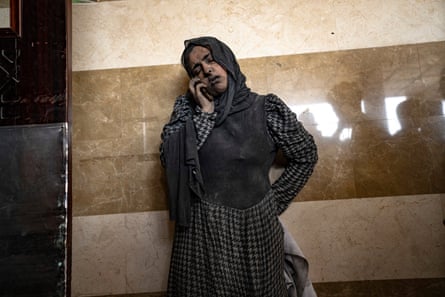 A Palestinian woman wounded in an Israeli bombardment of the Gaza Strip arrives at a hospital in Khan Younis, 3 November