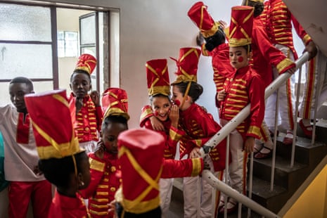 Dance Centre Kenya students wait to take the stage during the production of Tchaikovsky’s Nutcracker, a ballet traditionally performed in the Christmas period, at the Kenya National Theatre in Nairobi on 26 November