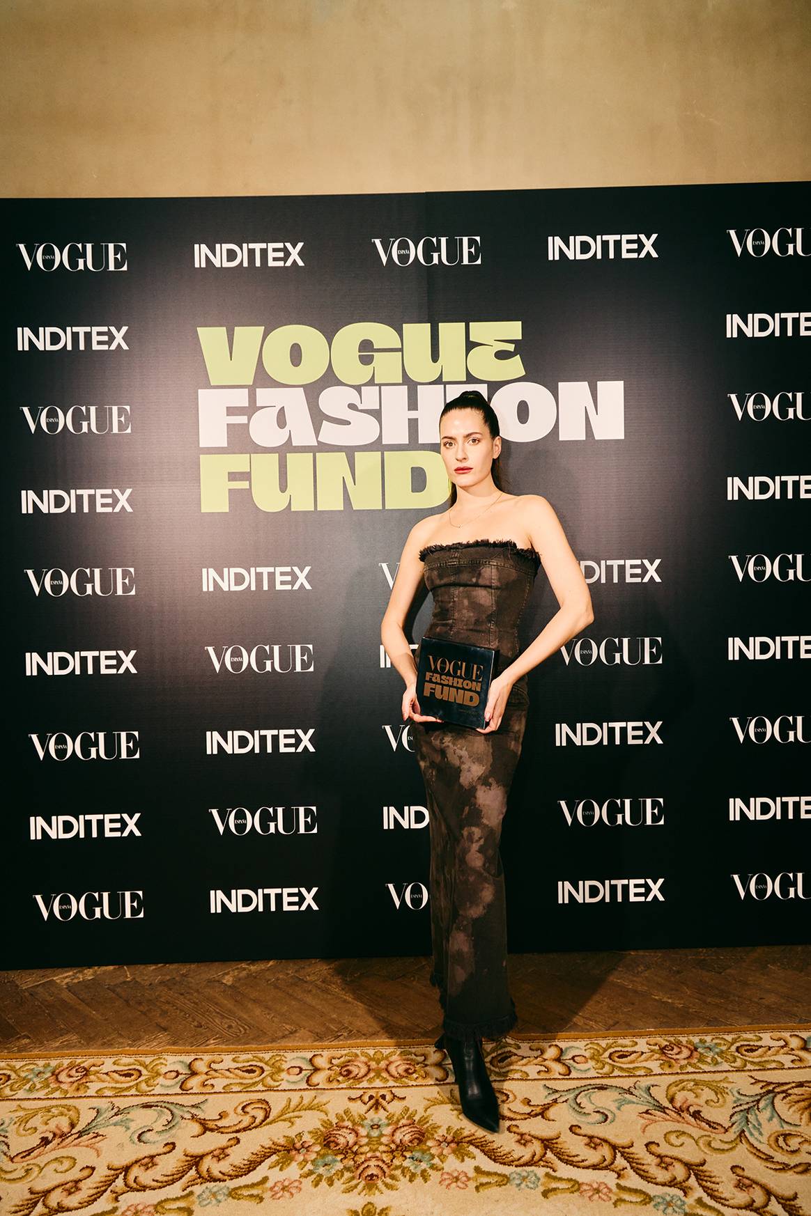 Pepa Salazar, ganadora del premio Vogue Fashion Fund 2023, durante la gala de entrega del premio.