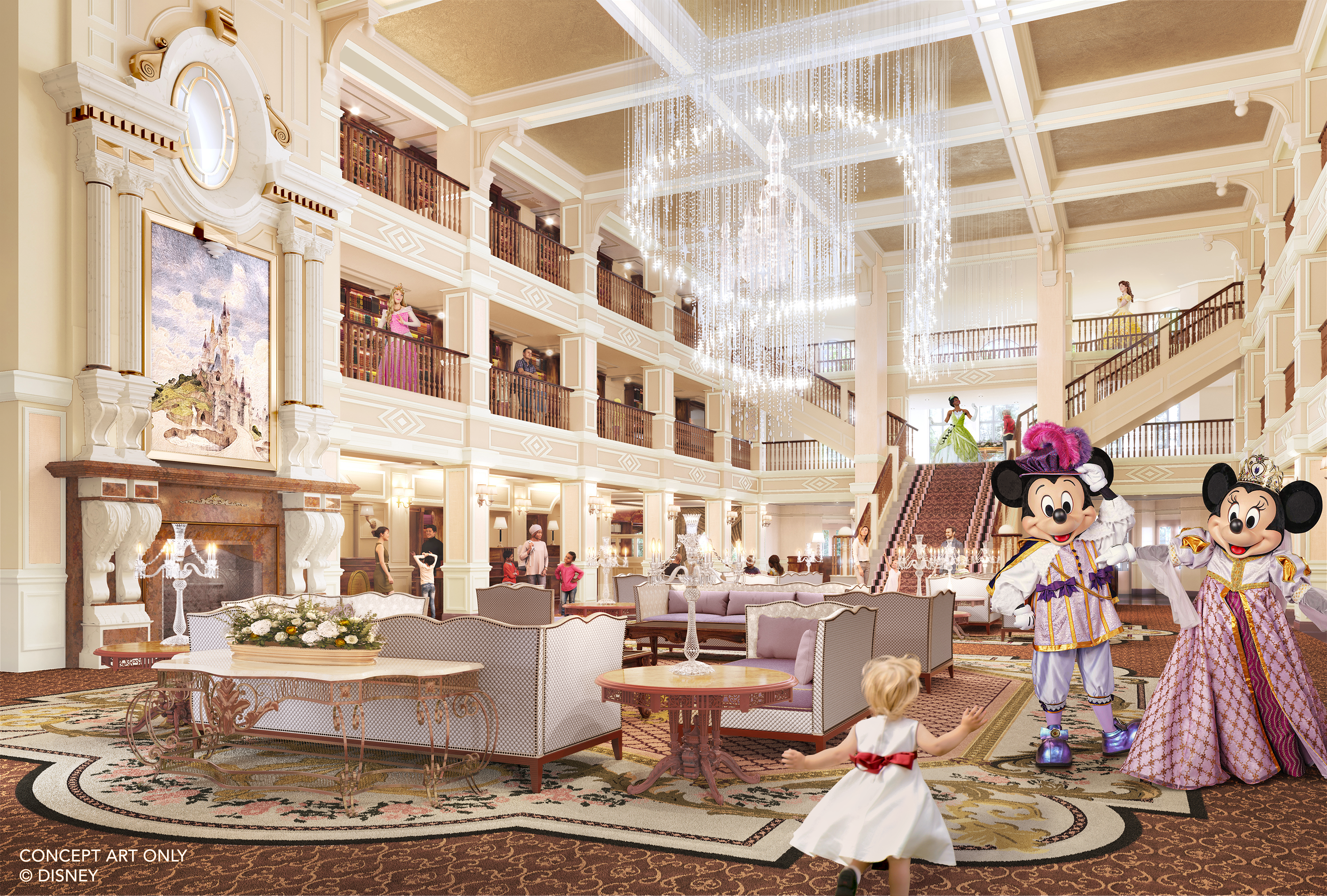 Disney characters like Mickey and Minnie will be present throughout the hotel