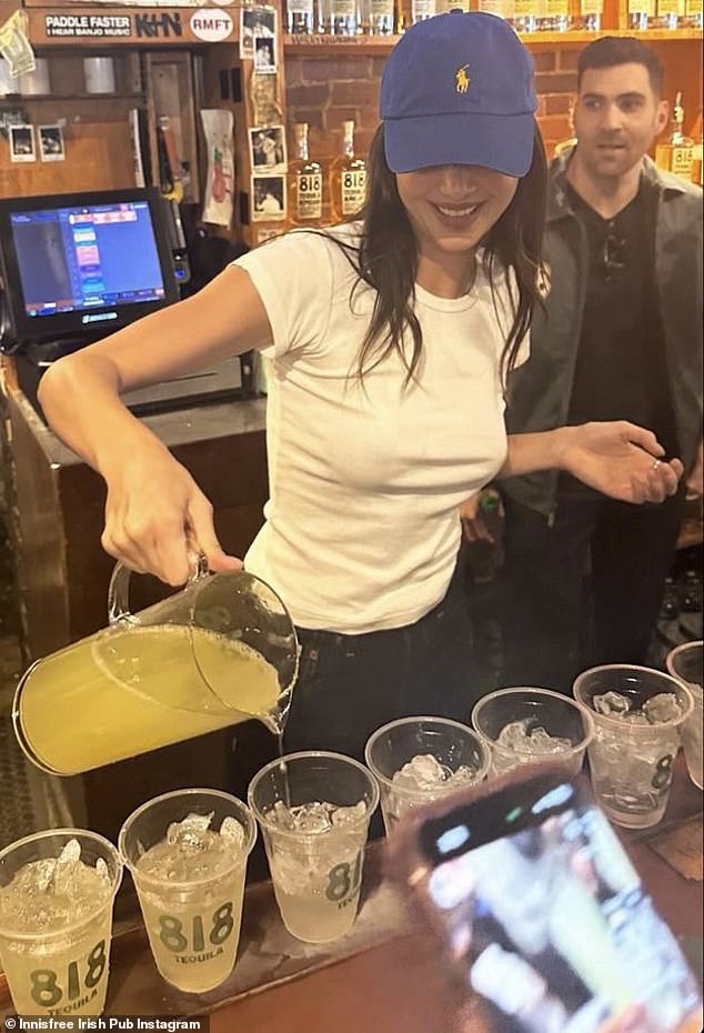 She served up her fans at Innisfree Irish Pub. Kendall's 818 tequila has taken off since its launch three years ago