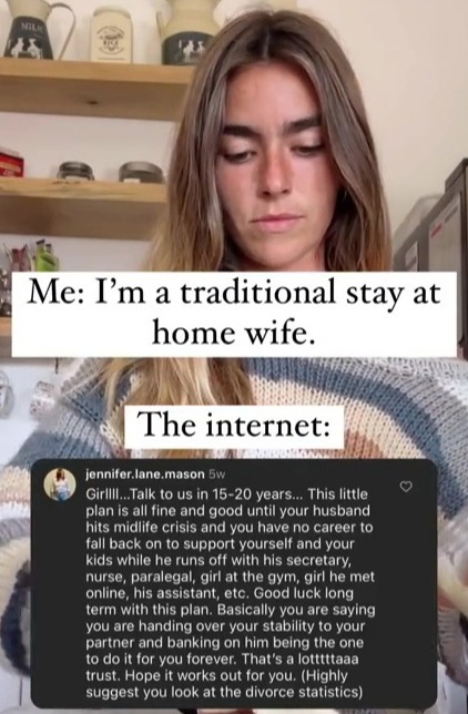 Jasmine hit back at trolls who criticised her for being a tradwife