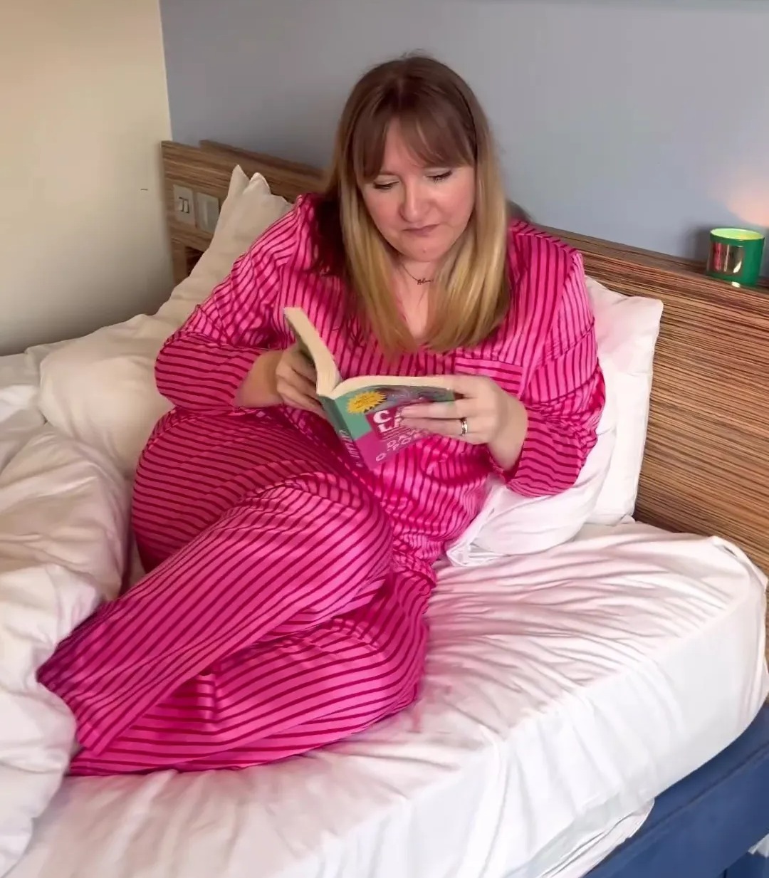 Alison got changed into her cosy pyjamas and got stuck into a book