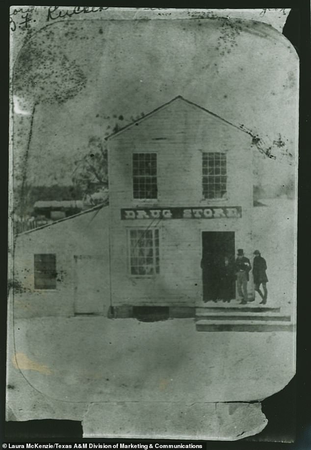 Pictured is one of the few remaining images of the town, showing a drug store
