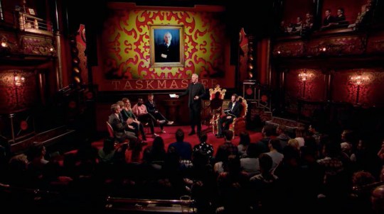 Greg Davies and Alex Horne with the contestants on Taskmaster.