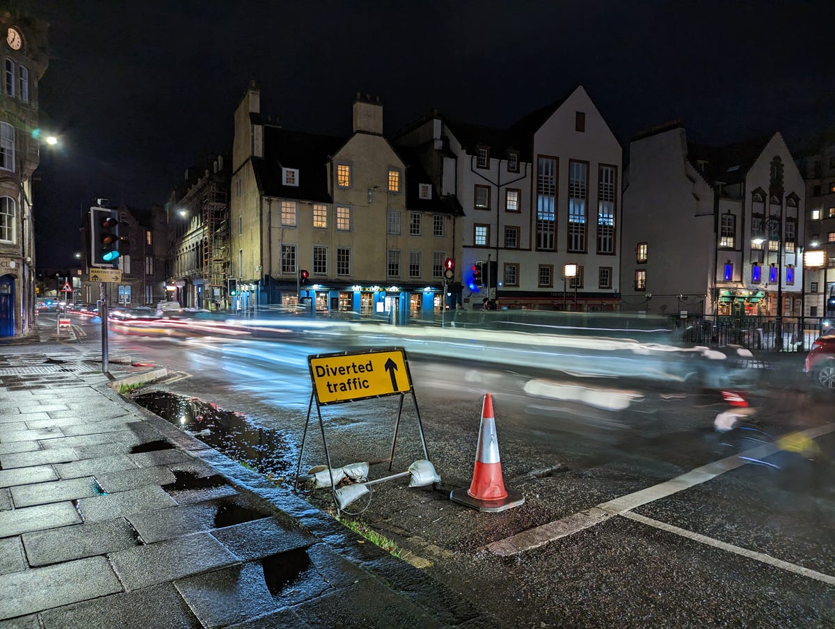 long exposure photo of a car with light streaks