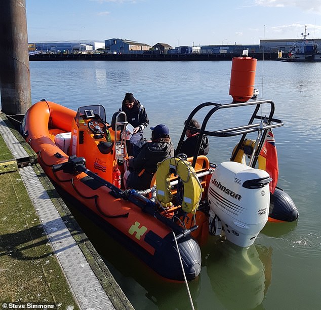 Since 2021, two Hull academics have been conducting seafloor searches for the city's remains using high-resolution seafloor mapping equipment. Pictured, setting off on a survey in 2022