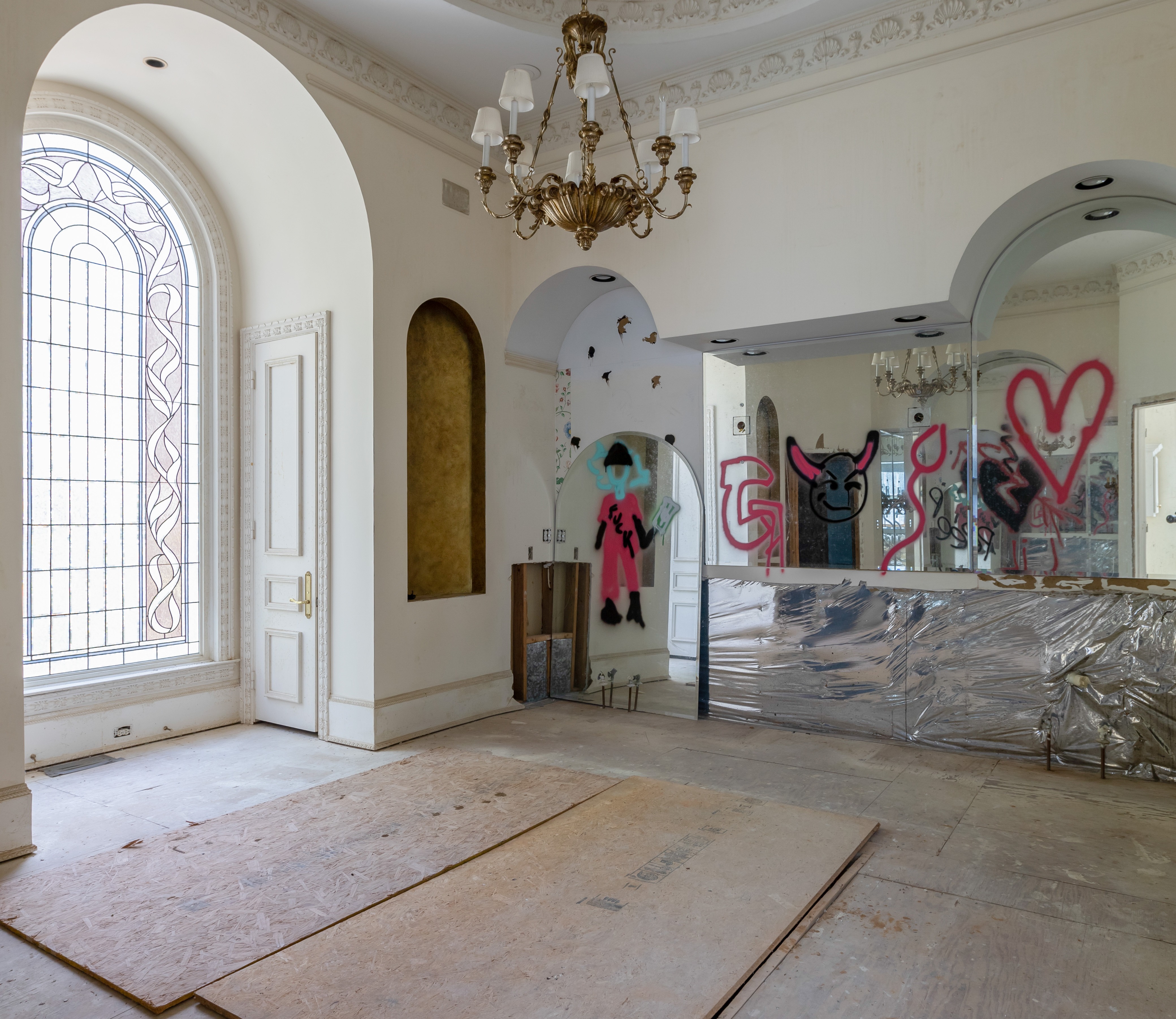 Inside the graffiti covered living room of Casa Nirelle - previously owned by P-Diddy