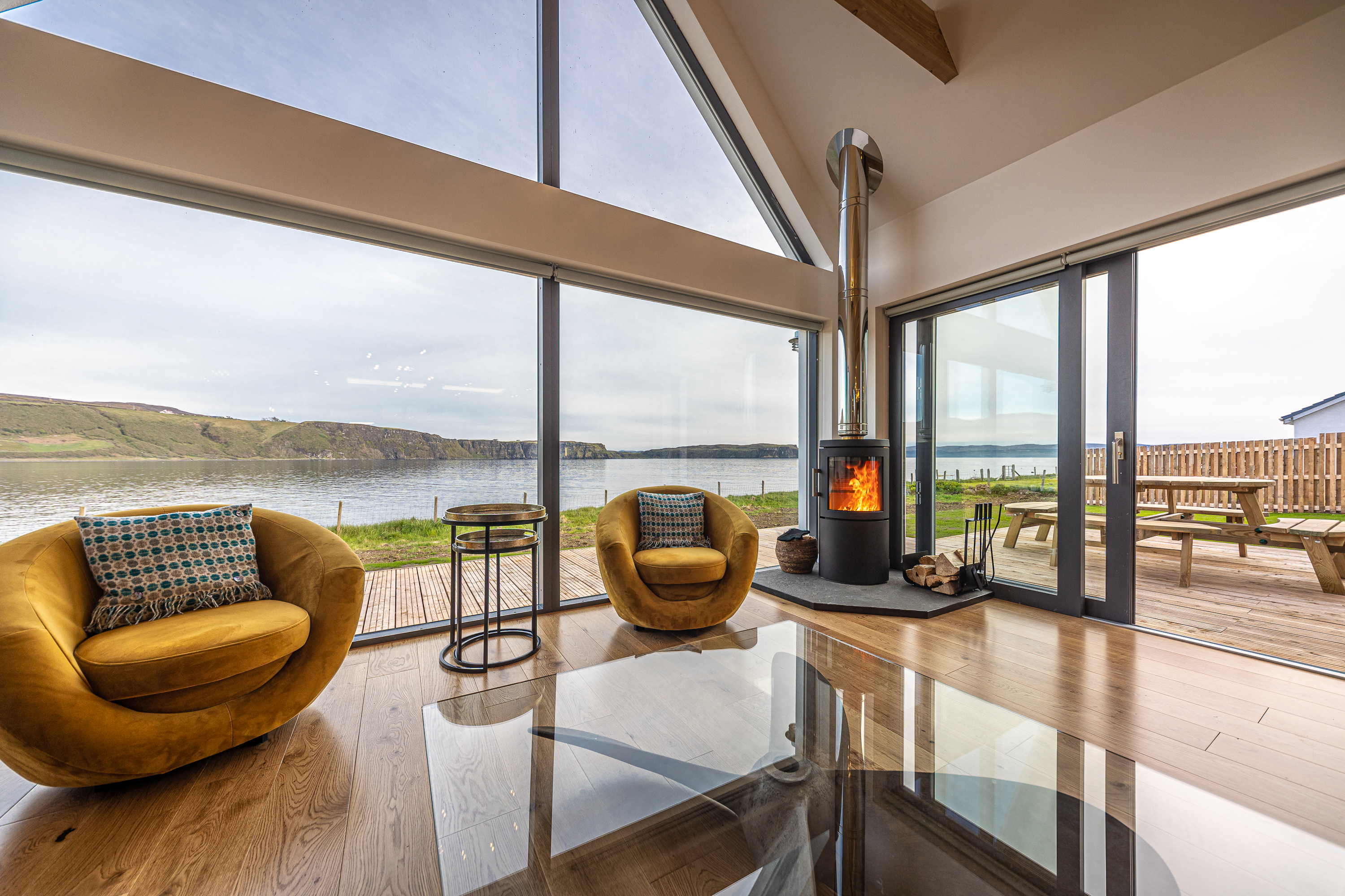 Guests at the Isle of Skye property can see seals from the deck and the living room