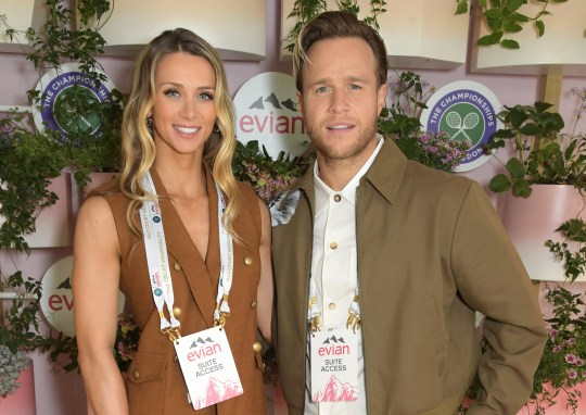 Amelia Tank and Olly Murs pose in evian's VIP suite during day eight of The Championships at Wimbledon on July 6, 2021