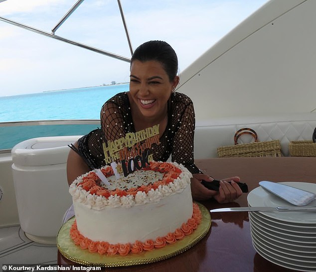 'Happy birthday to my firstborn babydoll Kourtney,' said Kris. 'What in the world is happening, time is twirling so fast and I can¿t believe you are 45!!!'