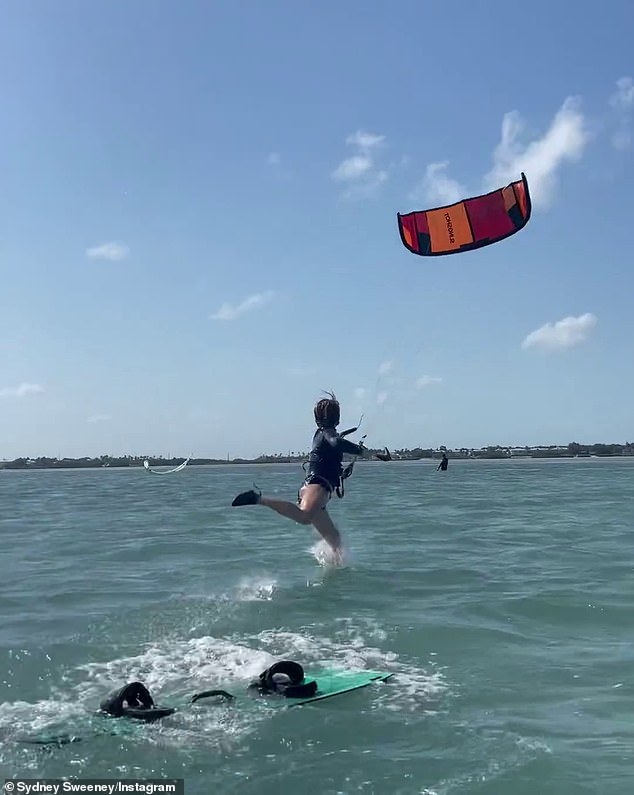 Sydney has been posting vacation snaps - including footage of her kiteboarding adventures - online as far back as last Friday