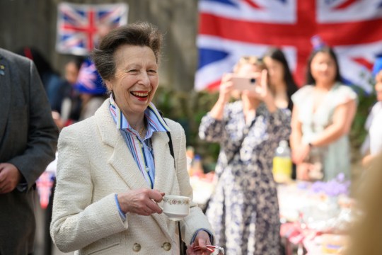 Princess Anne with a cup of tea